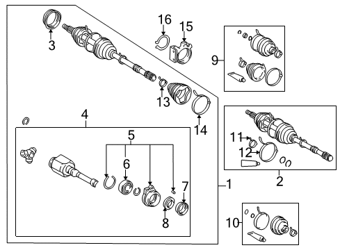 1997 Toyota RAV4 Drive Axles - Front Axle Assembly Diagram for 43420-42041