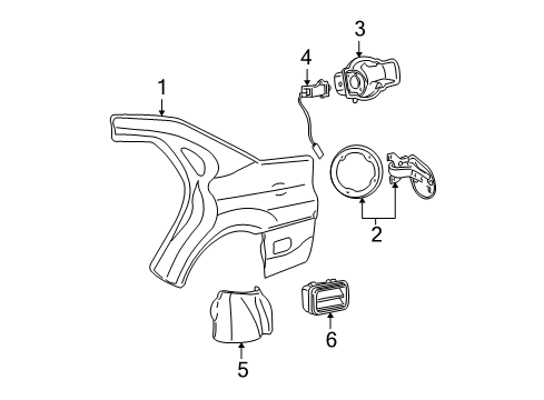 2001 Ford Taurus Fuel Door Fuel Pocket Diagram for 1F1Z-5427936-AA