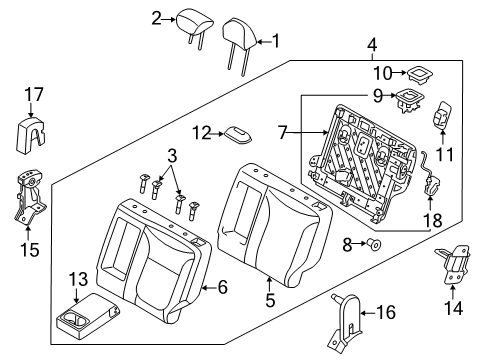 2018 Kia Soul Rear Seat Components Bush-Rear Seat Back Side Diagram for 89382B2000