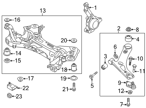 2014 Hyundai Tucson Front Suspension Components, Lower Control Arm, Stabilizer Bar Flange Nut-Self Lock Diagram for 545592G000