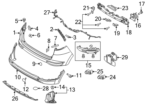 2017 Kia Sportage Rear Bumper Cover-Rear Bumper Under, R Diagram for 86692D9000