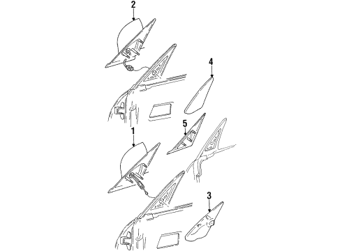 1996 Plymouth Neon Outside Mirrors Passenger Side Mirror Outside Rear View Diagram for 4658888