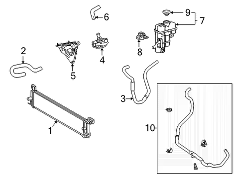 2020 Toyota Highlander Inverter Cooling Components RADIATOR ASSY Diagram for G9010-48110