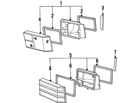 1985 Plymouth Horizon Tail Lamps Lens Lift Gate Lower Panel T/SIG Diagram for 5207663