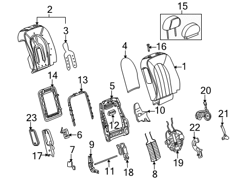 2008 Buick Lucerne Front Seat Components Seat Back Cover Diagram for 25987021