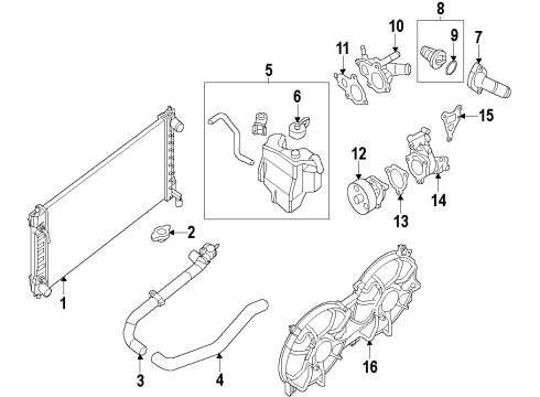 2015 Nissan Pathfinder Cooling System, Radiator, Water Pump, Cooling Fan Seal-O Ring Diagram for 21049-3TA0A