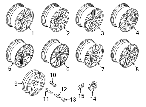 2015 BMW X6 Wheels, Covers & Trim Light Alloy Rim Diagram for 36116858873