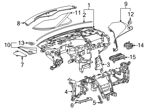 2016 Cadillac ELR Cluster & Switches, Instrument Panel Air Vent Grille Diagram for 22888854