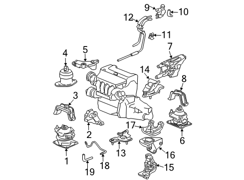 2006 Honda Accord Engine & Trans Mounting Tube B, Electronic Control Mount Solenoid Diagram for 50934-SDA-A22