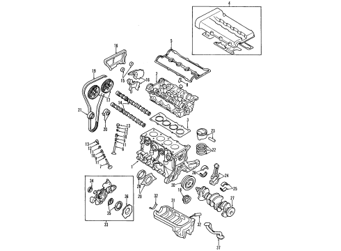 2001 Kia Rio Engine Parts, Mounts, Cylinder Head & Valves, Camshaft & Timing, Oil Pan, Oil Pump, Crankshaft & Bearings, Pistons, Rings & Bearings Guide-Valve Diagram for 0K30E10281