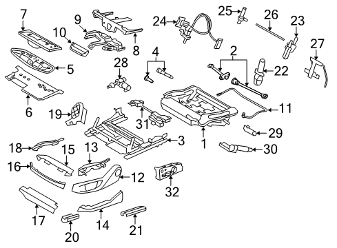 2012 BMW 740i Power Seats Gearing, Backrest Top Adjustment Diagram for 52107242068