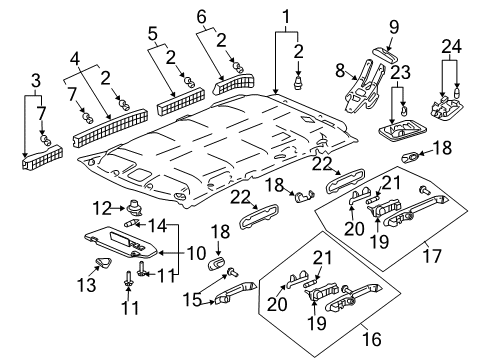 2003 Honda Pilot Interior Trim - Roof Pad Assy. B, L. Roof Side Diagram for 83252-S9V-A01