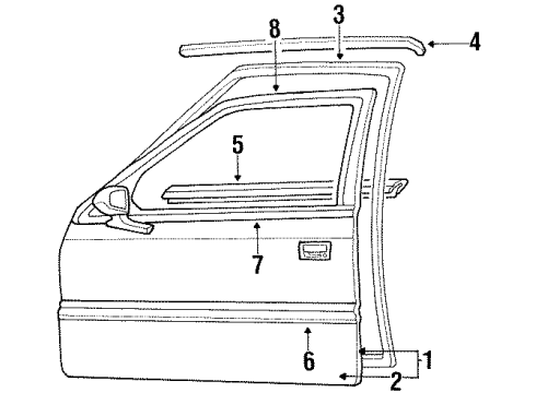 1994 Plymouth Sundance Door & Components, Exterior Trim Molding-Door Diagram for 5016515AA