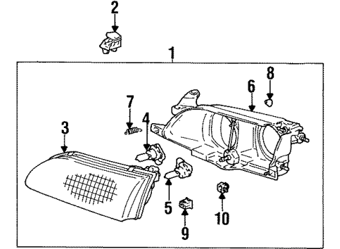 1997 Toyota Corolla Headlamps Housing Diagram for 81106-02010
