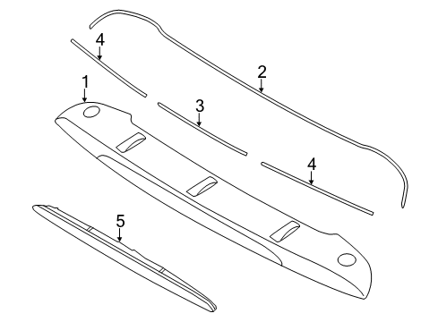 2014 Kia Sedona Rear Spoiler Pad 3-Rear Spoiler Mounting Diagram for 872154J000