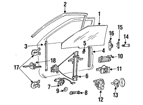 1992 Hyundai Scoupe Glass - Door Front Door Safety Lock Rod, Right Diagram for 81392-23000