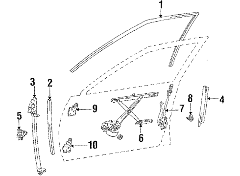 1984 Toyota Camry Front Door - Glass & Hardware Handle, Inside Diagram for 69205-32010-03