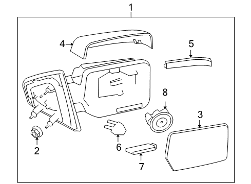 2009 Ford F-150 Mirrors Mirror Glass Diagram for 7L3Z-17K707-K