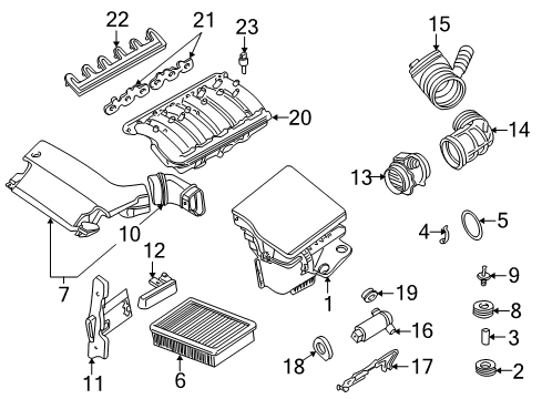 2003 BMW 325i Powertrain Control Intake Manifold Diagram for 11617518034