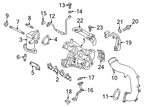 2014 Hyundai Veloster Exhaust Manifold Stay, A-Turbo Changer Comp Inlet Pipe Diagram for 28422-2B700