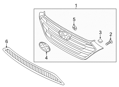 2017 Hyundai Tucson Grille & Components Upper Grille Diagram for 86350-D3000-GAL