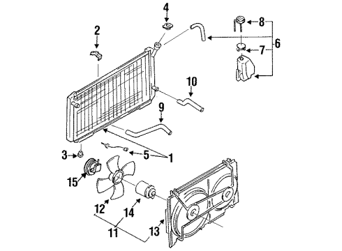 1987 Nissan Sentra Radiator & Components, Cooling Fan, Belts & Pulleys Motor Assy-Fan & Shroud Diagram for 21481-57A20