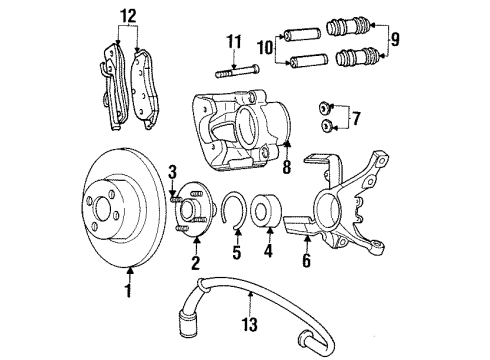 1996 Plymouth Neon Brake Components Knuckle Diagram for 4897662AB