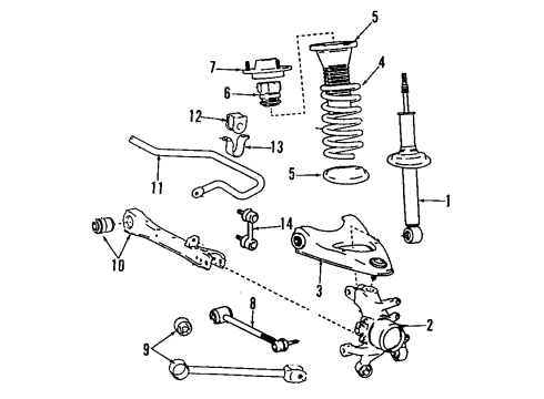 1996 Lexus SC300 Rear Suspension Components, Upper Control Arm, Stabilizer Bar Rear Spring Bumper, No.1 Diagram for 48341-24071