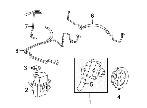 2009 Chevrolet Impala P/S Pump & Hoses, Steering Gear & Linkage Reservoir Hose Diagram for 26028657