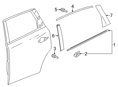 2014 Acura MDX Exterior Trim - Rear Door Molding, Left Rear Diagram for 72965-TZ5-A01