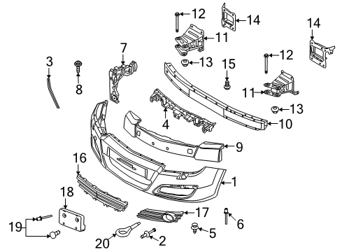 2008 Saturn Astra Front Bumper Outer Seal Diagram for 24460280