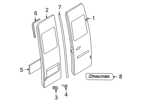 2006 Dodge Sprinter 3500 Rear Loading Door & Components, Exterior Trim WEATHERSTRIP-Cargo Door Diagram for 5104375AA