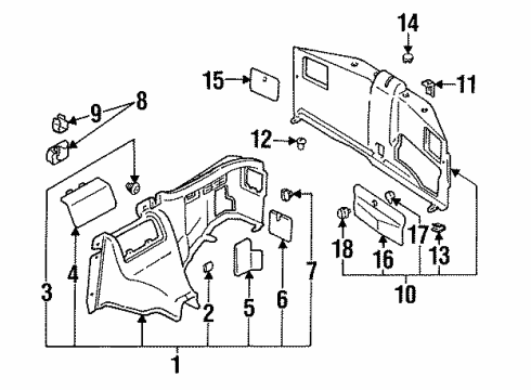 1993 Dodge Stealth Interior Trim - Rear Body RETAINER-Rear Shelf Rod Diagram for MB692952