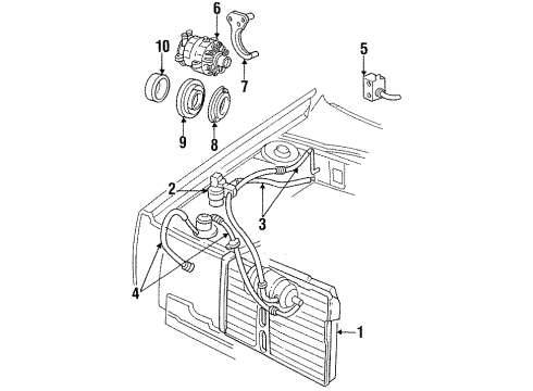 1993 Chrysler New Yorker A/C Condenser, Compressor & Lines CONDENSER PURCH Asm Diagram for 4638132