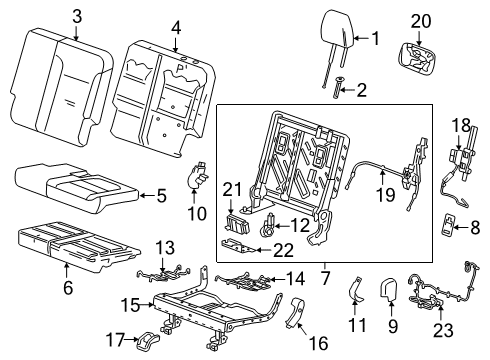 2020 Chevrolet Traverse Third Row Seats Seat Back Frame Cover Diagram for 84301381