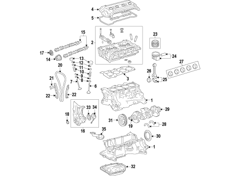 2010 Kia Soul Engine Parts, Mounts, Cylinder Head & Valves, Camshaft & Timing, Oil Pan, Oil Pump, Crankshaft & Bearings, Pistons, Rings & Bearings, Variable Valve Timing Rod Assembly-Connecting Diagram for 235102B010