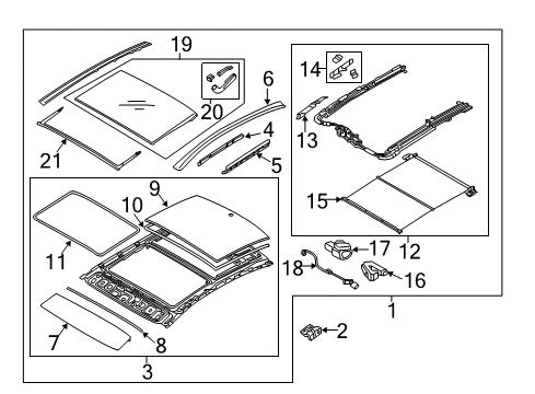 2018 Hyundai Sonata Sunroof Panoramaroof, Front Glass Assembly Diagram for 81620-C1000