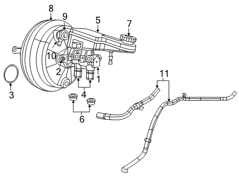 2008 Chrysler Sebring Dash Panel Components Booster-Power Brake Diagram for 68004719AC
