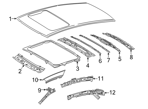 2020 Toyota Avalon Roof & Components Sunroof Reinforcement Diagram for 63142-06140