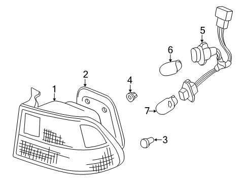 1997 Honda Civic Tail Lamps Lamp Unit, L. Diagram for 33551-S02-A01