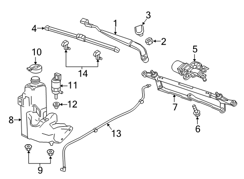 2022 Chevrolet Colorado Wiper & Washer Components Wiper Arm Diagram for 84497605