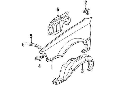 1984 Nissan Stanza Fender & Components Cover Assembly Splash Diagram for 75871-D0100