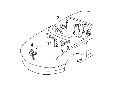 1993 Chevrolet Camaro Air Bag Components Sensor Asm-Inflator Restraint Front End Sheet Diagram for 16154671