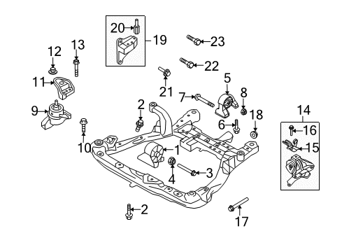 2010 Kia Rondo Engine & Trans Mounting Engine Support Bracket Assembly Diagram for 21670-25003