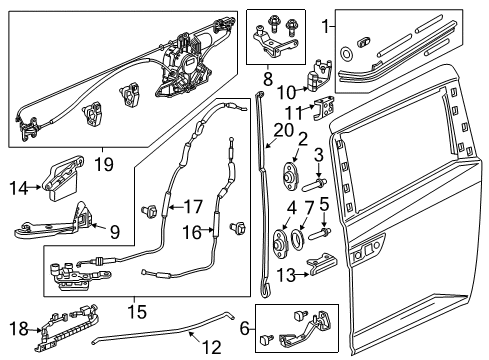 2014 Honda Odyssey Door Hardware Cess, L. Slide Door Diagram for 72584-TK8-A31