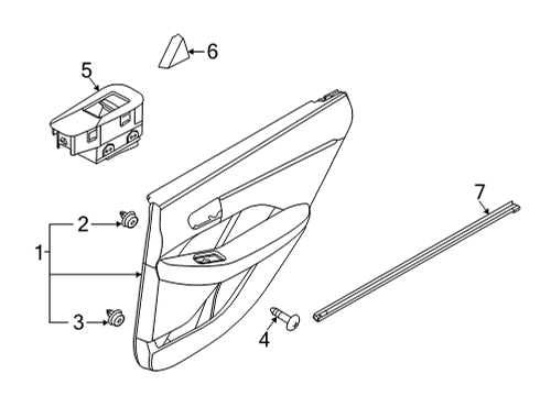 2021 Hyundai Sonata Rear Door Rear Power Window Sub Switch Assembly, Right Diagram for 93590-L1000-YTH