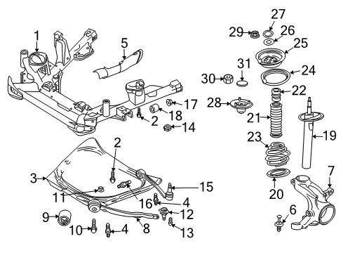 2004 BMW X3 Front Suspension Components, Lower Control Arm, Ride Control, Stabilizer Bar Right Carrier Diagram for 31213412020