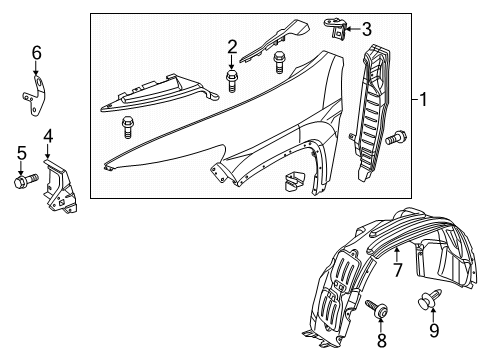 2015 Jeep Cherokee Fender & Components REINFMNT-Fender Diagram for 68103412AB