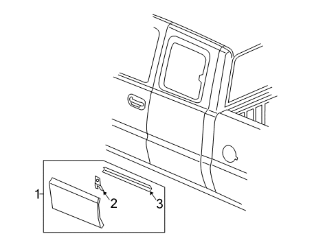 2007 Chevrolet Silverado 3500 HD Exterior Trim - Rear Door Molding Kit Diagram for 88979996