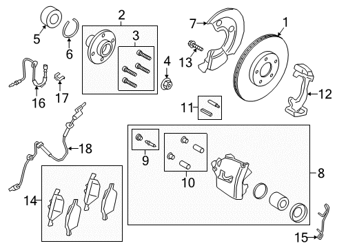 2019 Ford EcoSport Anti-Lock Brakes Wheel Bearing Lock Ring Diagram for JCPZ-7059-A